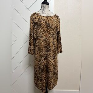 Lord & Taylor Animal Print Long Sleeve Dress